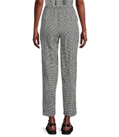 Eileen Fisher Puckered Organic Linen Gingham Taper Ankle Coordinating Pants