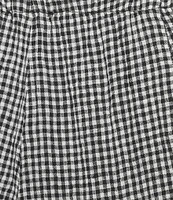 Eileen Fisher Puckered Organic Linen Gingham Taper Ankle Coordinating Pants