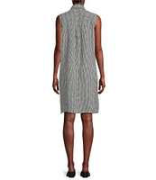 Eileen Fisher Puckered Organic Linen Point Collar Sleeveless Shirtdress