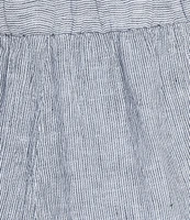 Eileen Fisher Puckered Organic Linen Yarn-Dyed Stripe Elastic Waist Pull-On Pants