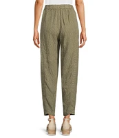 Eileen Fisher Puckered Organic Linen Yarn-Dyed Stripe Elastic Waist Pull-On Pants