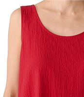 Eileen Fisher Seersucker Scoop Neck Sleeveless Midi Dress