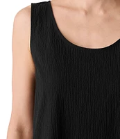 Eileen Fisher Seersucker Scoop Neck Sleeveless Midi Dress