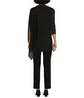 Eileen Fisher Sheer Silk Georgette Boat Neck Asymmetrical Wrap