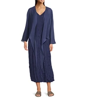 Eileen Fisher Sheer Silk Georgette Tie Front Bracelet Sleeve Cardigan