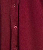 Eileen Fisher Organic Cotton Short Sleeve Interlock Knit Notch Collar Sleep Top