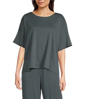 Eileen Fisher Short Sleeve Round Neck Knit Sleep Top