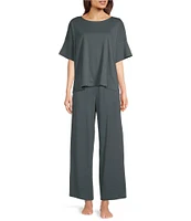 Eileen Fisher Short Sleeve Round Neck Knit Sleep Top