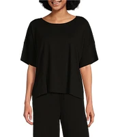 Eileen Fisher Short Sleeve Round Neck Knit Sleep Top