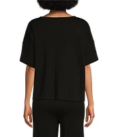 Eileen Fisher Short Sleeve Round Neck Knit Sleep Top