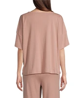 Eileen Fisher Short Sleeve Round Neck Knit Sleep Top