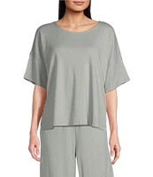 Eileen Fisher Short Sleeve Round Neck Knit Sleep Top