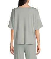 Eileen Fisher Short Sleeve Round Neck Knit Sleep Top