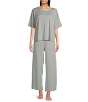 Eileen Fisher Short Sleeve Round Neck Knit Sleep Top