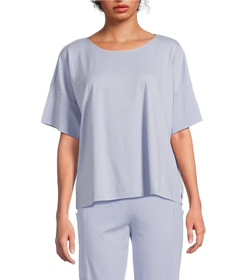 Eileen Fisher Organic Cotton Short Sleeve Round Neck Knit Sleep Top