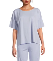 Eileen Fisher Organic Cotton Short Sleeve Round Neck Knit Sleep Top