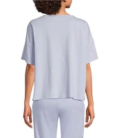 Eileen Fisher Organic Cotton Short Sleeve Round Neck Knit Sleep Top