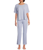 Eileen Fisher Organic Cotton Short Sleeve Round Neck Knit Sleep Top