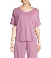 Eileen Fisher Organic Cotton Short Sleeve Round Neck Knit Sleep Top