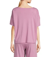 Eileen Fisher Organic Cotton Short Sleeve Round Neck Knit Sleep Top