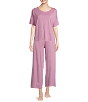 Eileen Fisher Organic Cotton Short Sleeve Round Neck Knit Sleep Top
