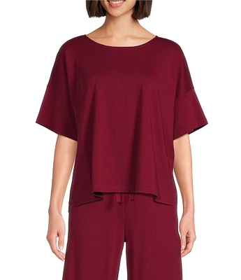 Eileen Fisher Short Sleeve Round Neck Knit Sleep Top