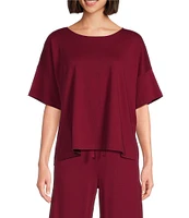 Eileen Fisher Short Sleeve Round Neck Knit Sleep Top