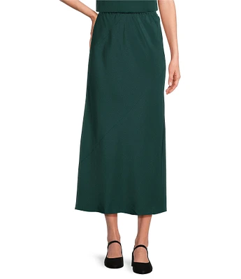 Eileen Fisher Silk Double Crepe Bias Pull-On Long Skirt