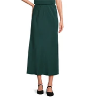 Eileen Fisher Silk Double Crepe Bias Pull-On Long Skirt