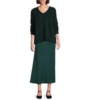 Eileen Fisher Silk Double Crepe Bias Pull-On Long Skirt