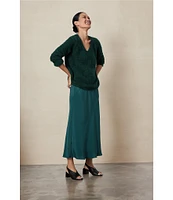 Eileen Fisher Silk Double Crepe Bias Pull-On Long Skirt