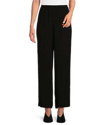 Eileen Fisher Silk Georgette Crepe Elastic Waist Pants