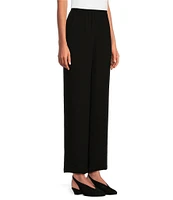 Eileen Fisher Silk Georgette Crepe Elastic Waist Pants