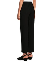 Eileen Fisher Silk Georgette Crepe Elastic Waist Pants
