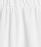 Eileen Fisher Silk Georgette Crepe Elastic Waisted Wide Leg Pull-On Ankle Pants