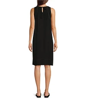 Eileen Fisher Silk Georgette Crepe Round Neck Sleeveless Dress