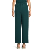 Eileen Fisher Silk Georgette Crepe Wide-Leg High Side Slit Pull-On Ankle Pants