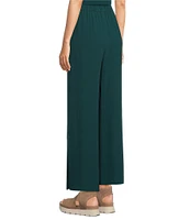 Eileen Fisher Silk Georgette Crepe Wide-Leg High Side Slit Pull-On Ankle Pants