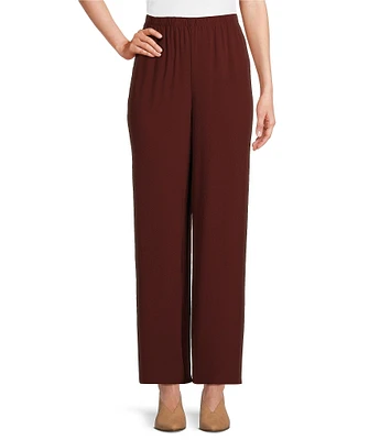 Eileen Fisher Silk Georgette Crepe Wide Leg Pull-On Ankle Pants