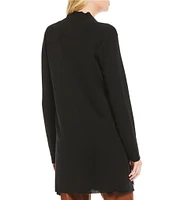 Eileen Fisher Simple Side Slit Open Front Merino Wool Cardigan