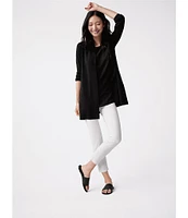 Eileen Fisher Simple Side Slit Open Front Merino Wool Cardigan