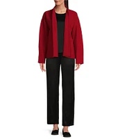 Eileen Fisher Soft Wool Stand Collar Long Sleeve Pocketed Boxy Jacket