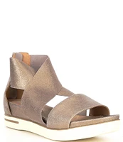 Eileen Fisher Sport Suede Criss Cross Banded Wedge Platform Sandals