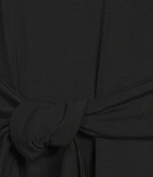 Eileen Fisher Stretch Jersey Knit Crew Neck Cap Sleeve Tie Front Midi Dress