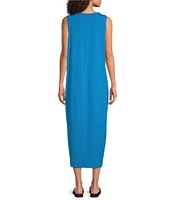 Eileen Fisher Stretch Jersey Knit Round Neck Sleeveless Midi Dress