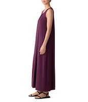 Eileen Fisher Stretch Jersey Scoop Neck Sleeveless Maxi Dress