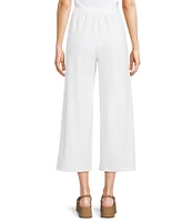 Eileen Fisher Stretch Organic Cotton Blend Jersey Straight Leg Pull-On Ankle Pants