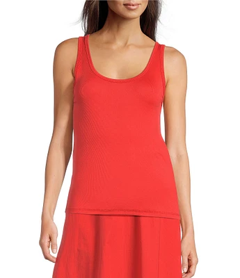 Eileen Fisher Stretch Rib Knit Scoop Neck Sleeveless Tank