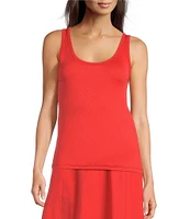 Eileen Fisher Stretch Rib Knit Scoop Neck Sleeveless Tank