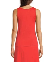 Eileen Fisher Stretch Rib Knit Scoop Neck Sleeveless Tank